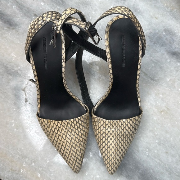 Alexander Wang Cream Python Ankle Strap‎ Heel - 38.5
